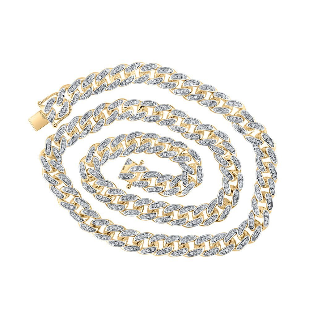 10kt Yellow Gold Men's Round Diamond 18 - inch Cuban Link Chain Necklace - A Dazzling Statement Piece by Splendid Jewellery - Splendid Jewellery