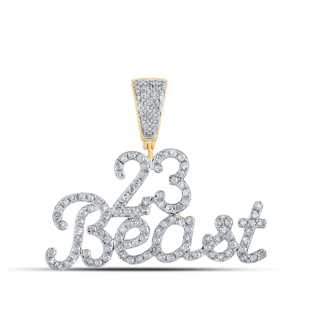 10kt Yellow Gold Men's Round Diamond 23 Beast Charm Pendant - 1 Cttw | Splendid Jewellery - Splendid Jewellery