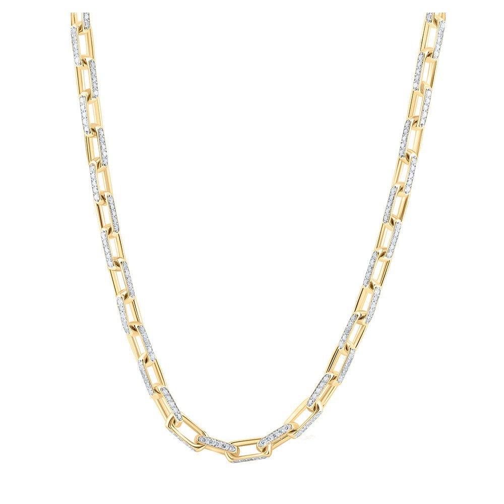 10kt Yellow Gold Men's Round Diamond Anchor Link Chain Necklace - 10 Cttw - Splendid Jewellery