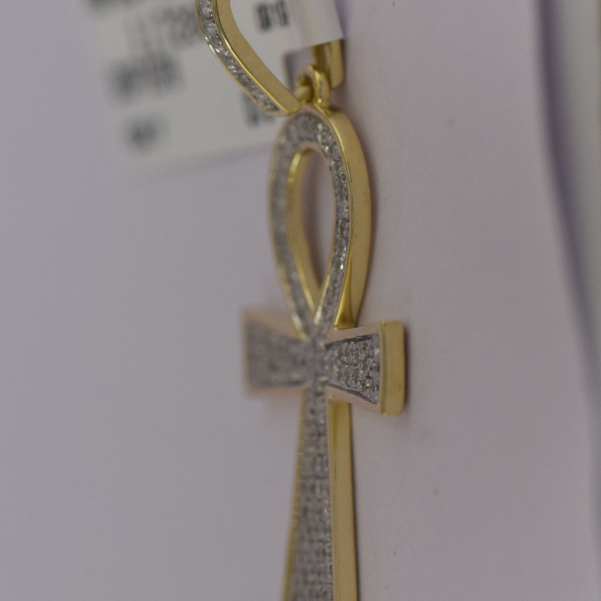 10kt Yellow Gold Men's Round Diamond Ankh Cross Charm Pendant - Exquisite Elegance - Splendid Jewellery