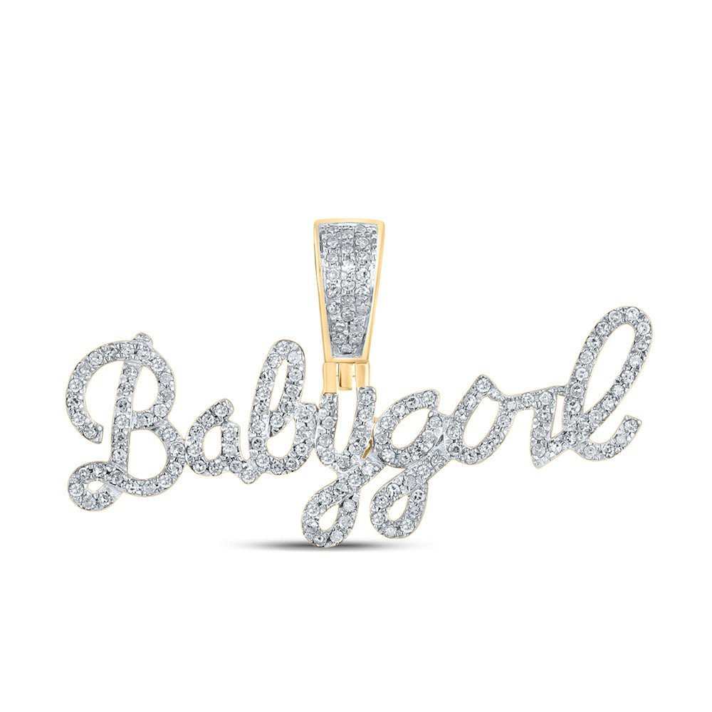 10kt Yellow Gold Men's Round Diamond Baby Girl Charm Pendant 3/8 Cttw - Splendid Jewellery