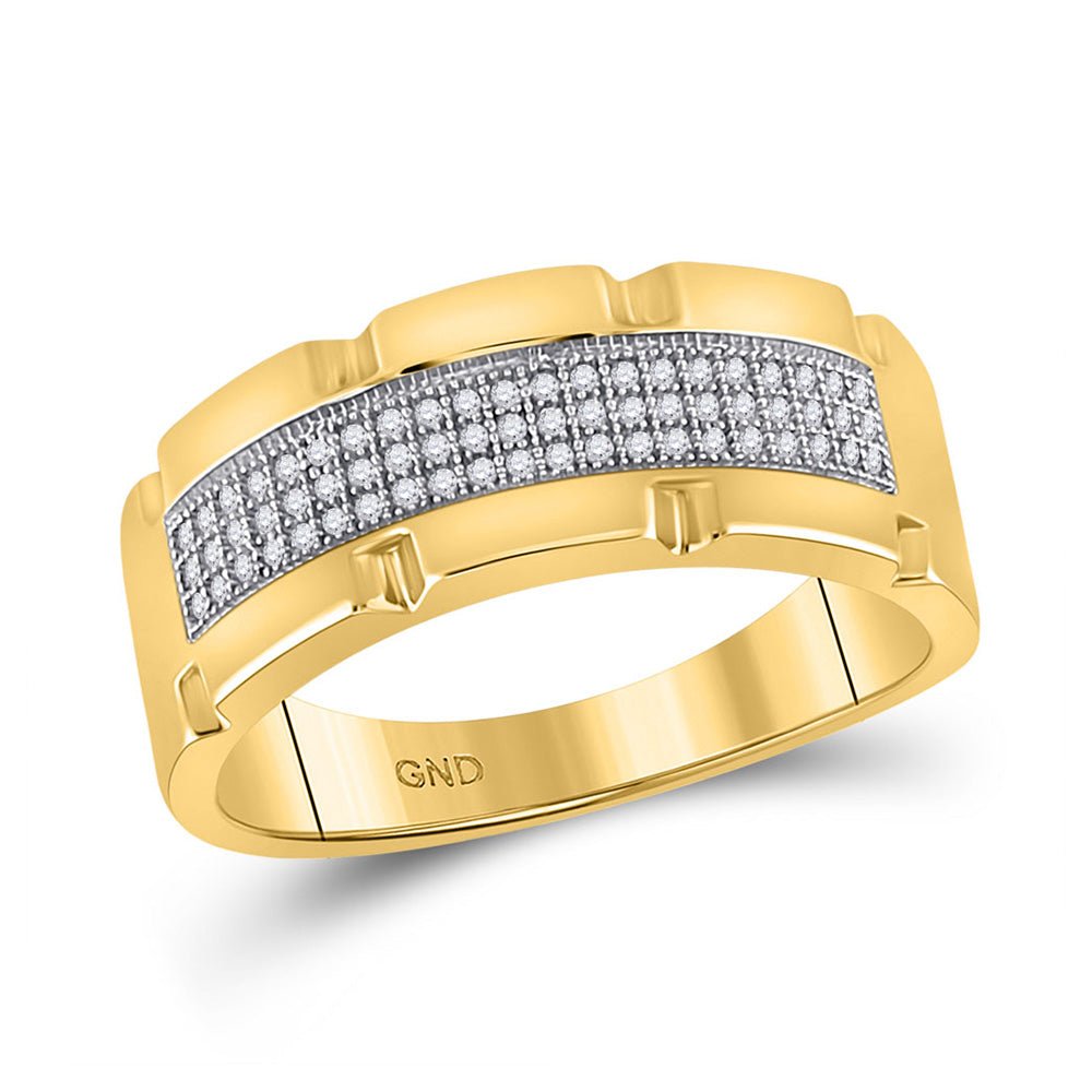 10kt Yellow Gold Men's Round Diamond Band Ring 1/5 Cttw | Exquisite Gentlemen's Jewel - Splendid Jewellery