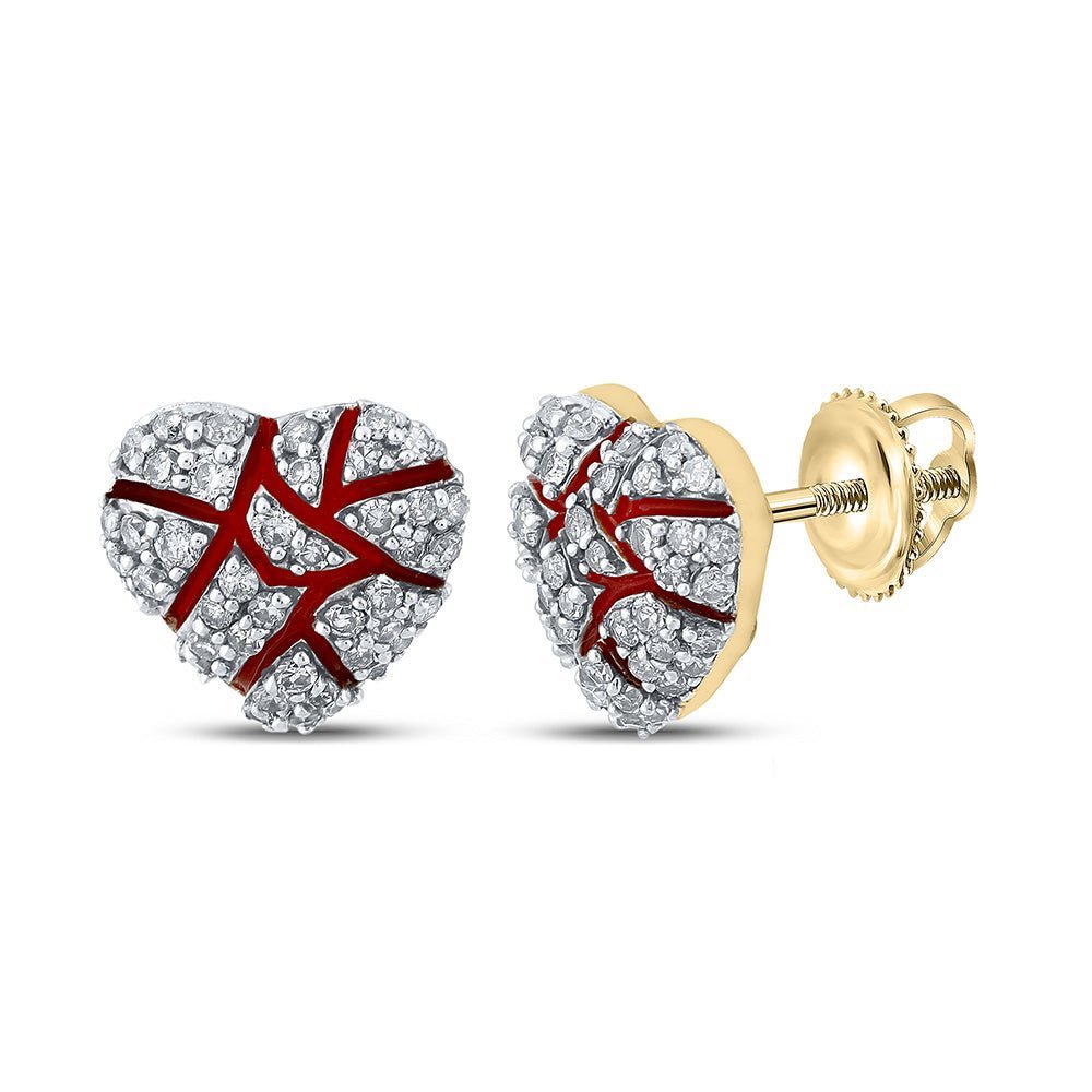 10kt Yellow Gold Men's Round Diamond Broken Heart Cluster Earrings 1/2 Cttw | Dazzling Love Collection - Splendid Jewellery