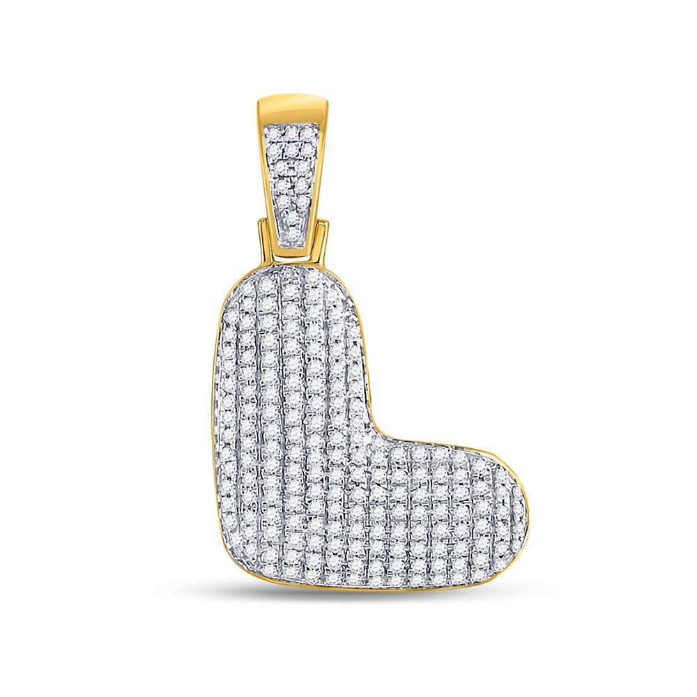 10kt Yellow Gold Men's Round Diamond Bubble L Letter Charm Pendant 1/2 Cttw | Splendid Jewellery - Splendid Jewellery