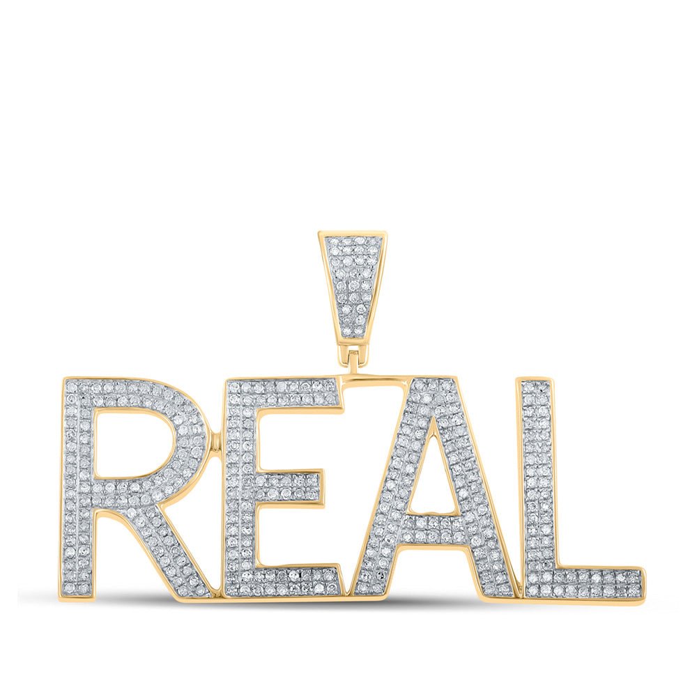 10kt Yellow Gold Men's Round Diamond Charm Pendant - 1 Cttw | Splendid Jewellery - Splendid Jewellery