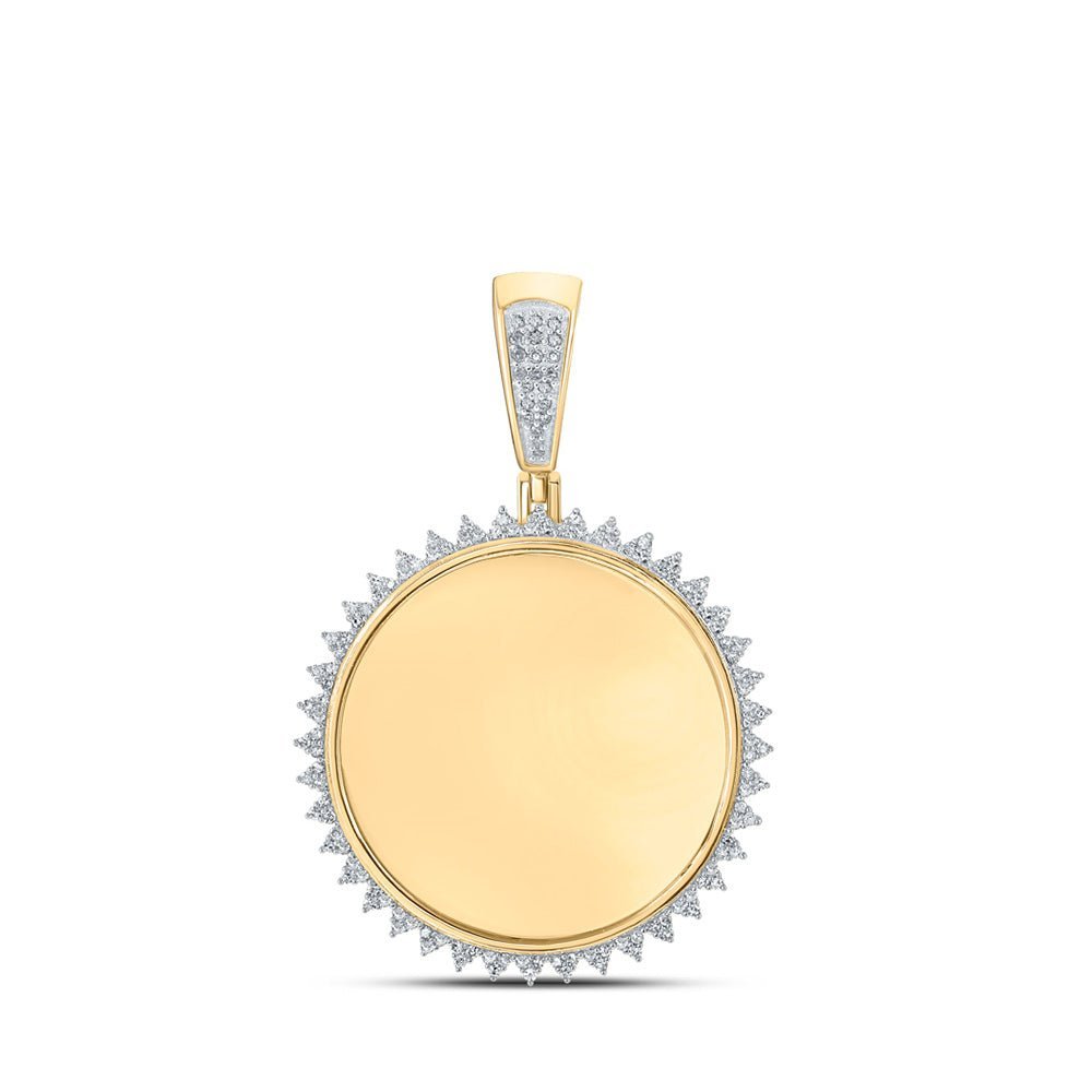10kt Yellow Gold Men's Round Diamond Circle Charm Pendant - 3/8 Cttw | Splendid Jewellery - Splendid Jewellery