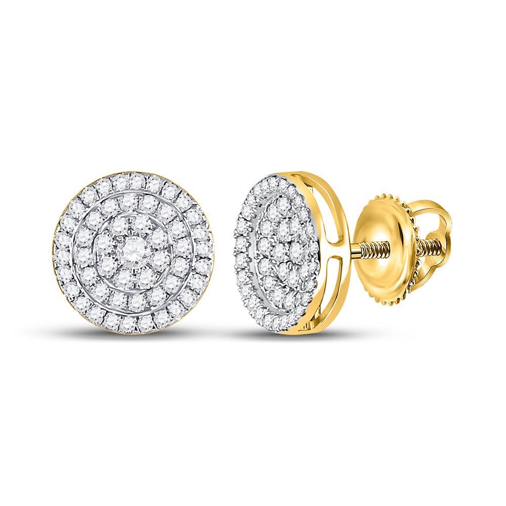 10kt Yellow Gold Men's Round Diamond Circle Earrings - 3/4 Cttw | Exquisite Jewellery - Splendid Jewellery