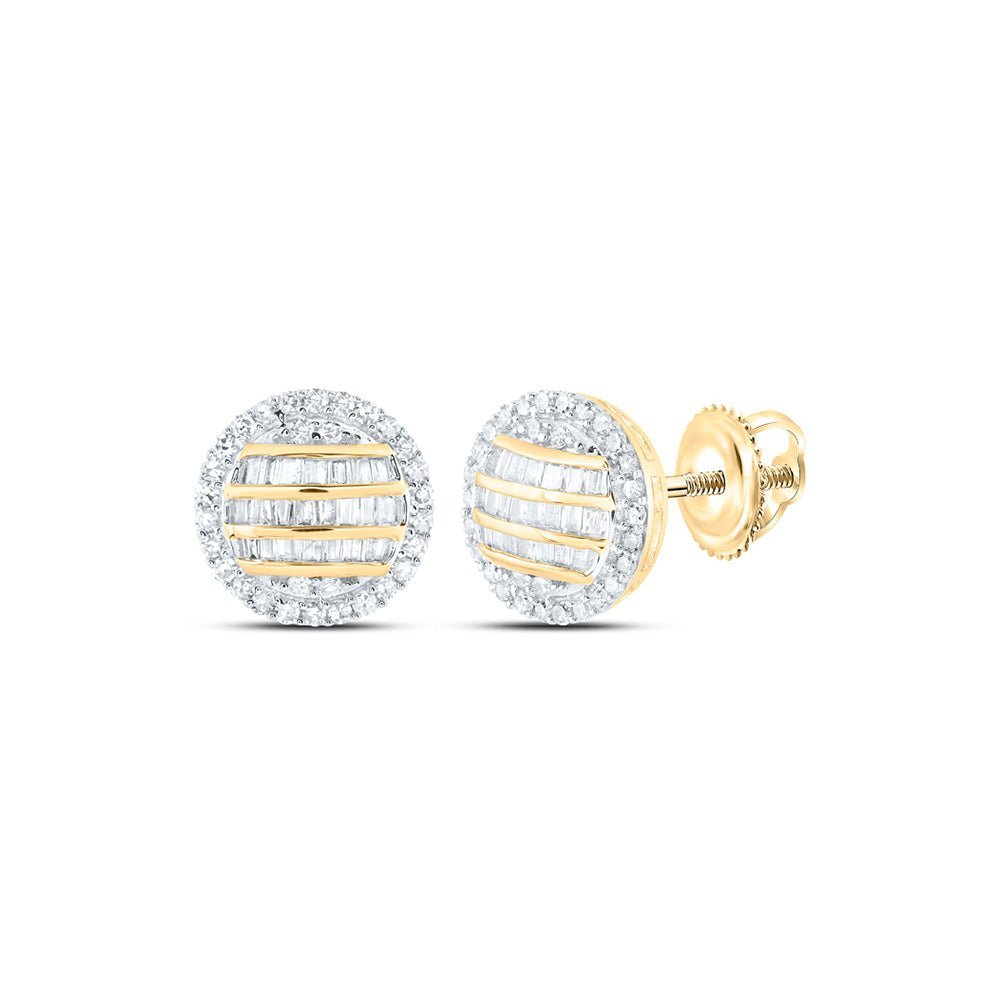 10kt Yellow Gold Men's Round Diamond Circle Earrings - 5/8 Cttw | Exquisite Jewellery - Splendid Jewellery