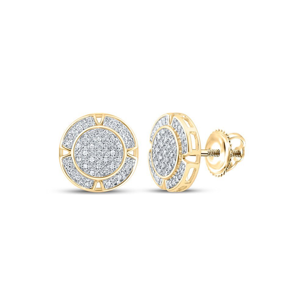 10kt Yellow Gold Men's Round Diamond Circle Earrings - A Dazzling Statement of Style and Luxury - Splendid Jewellery