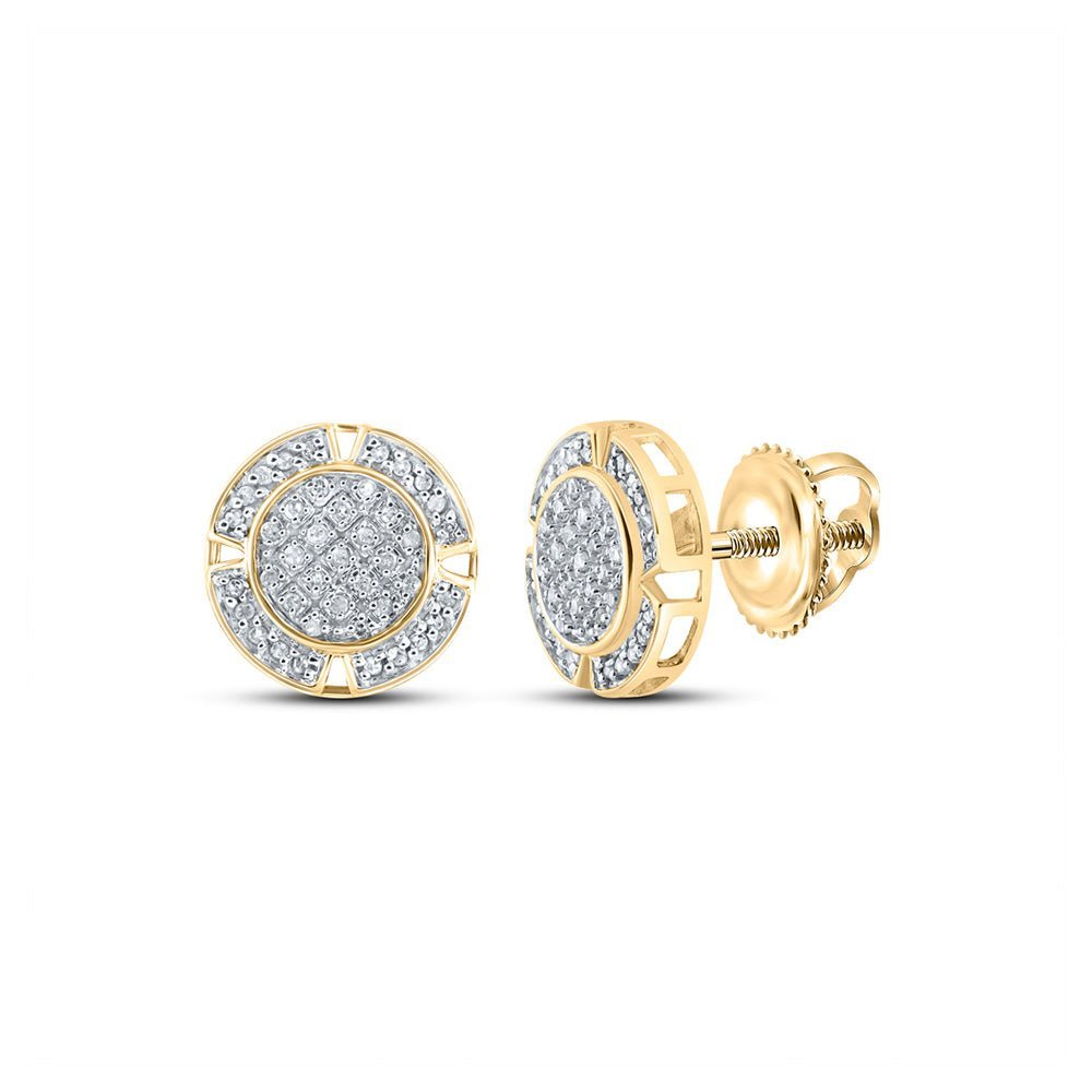 10kt Yellow Gold Men's Round Diamond Circle Earrings - Stunning Sparkle for Him - Splendid Jewellery