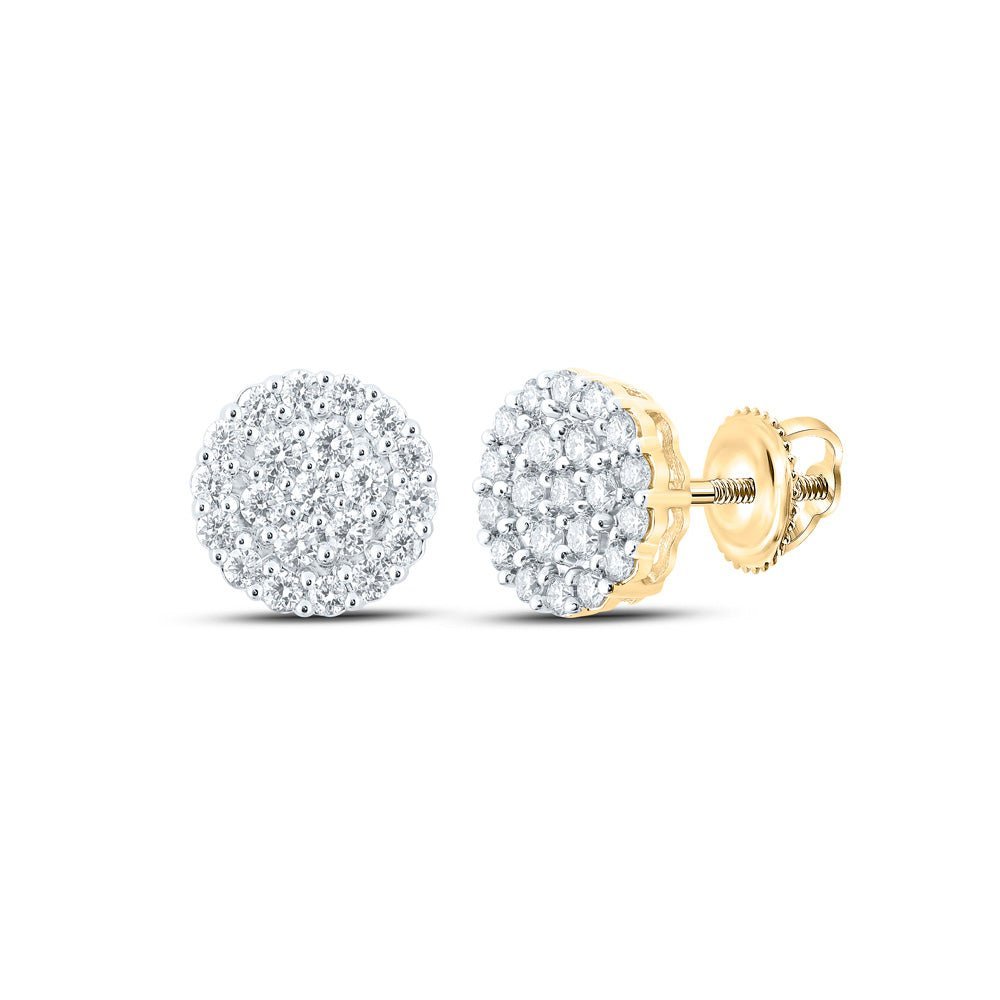 10kt Yellow Gold Men's Round Diamond Cluster Earrings - 1 - 1/4 Cttw | Dazzling Brilliance - Splendid Jewellery