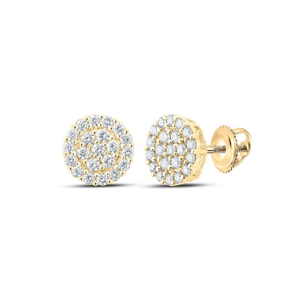 10kt Yellow Gold Men's Round Diamond Cluster Earrings - Captivating Brilliance - Splendid Jewellery