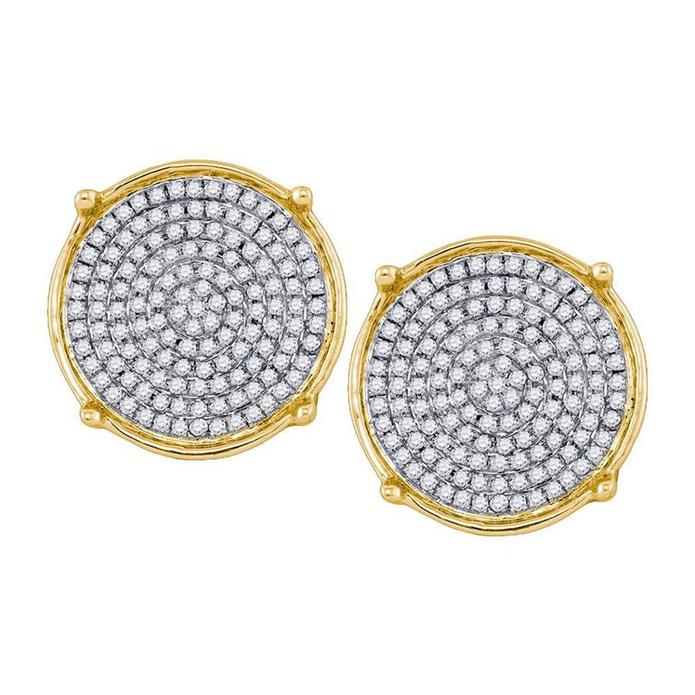 10kt Yellow Gold Men's Round Diamond Cluster Earrings - Captivating Brilliance - Splendid Jewellery