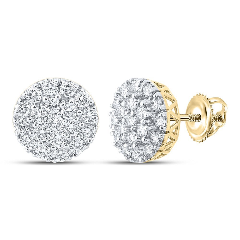 10kt Yellow Gold Men's Round Diamond Cluster Earrings - Exquisite Brilliance - Splendid Jewellery