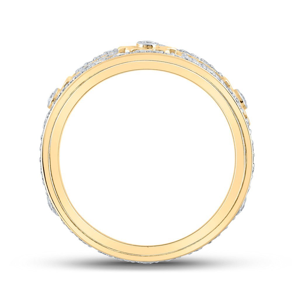 10kt Yellow Gold Men's Round Diamond Cog Band Ring - Captivating Brilliance - Splendid Jewellery