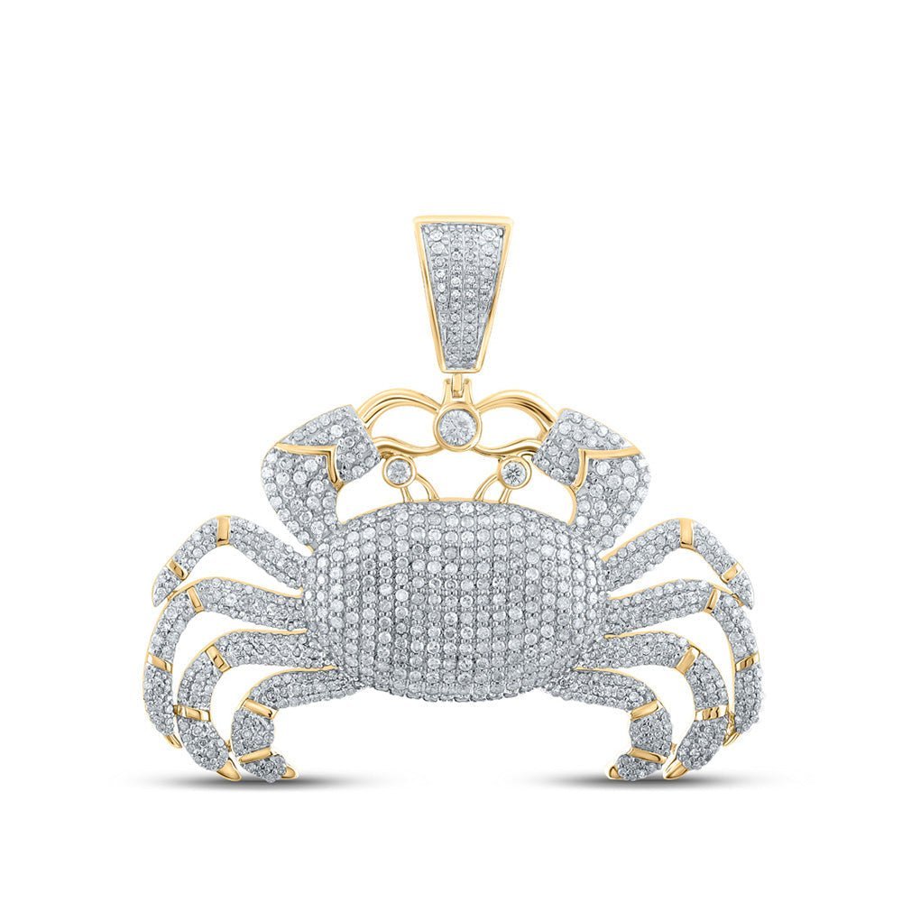 10kt Yellow Gold Men's Round Diamond Crab Cancer Sign Charm Pendant - 3 - 1/3 Cttw - Splendid Jewellery