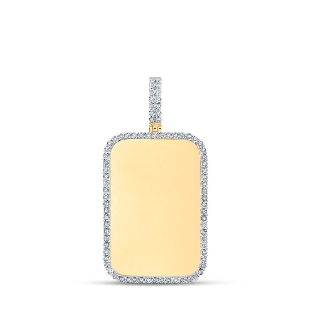 10kt Yellow Gold Men's Round Diamond Dog Tag Charm Pendant 1/4 Cttw - A Dazzling Statement Piece by Splendid Jewellery - Splendid Jewellery