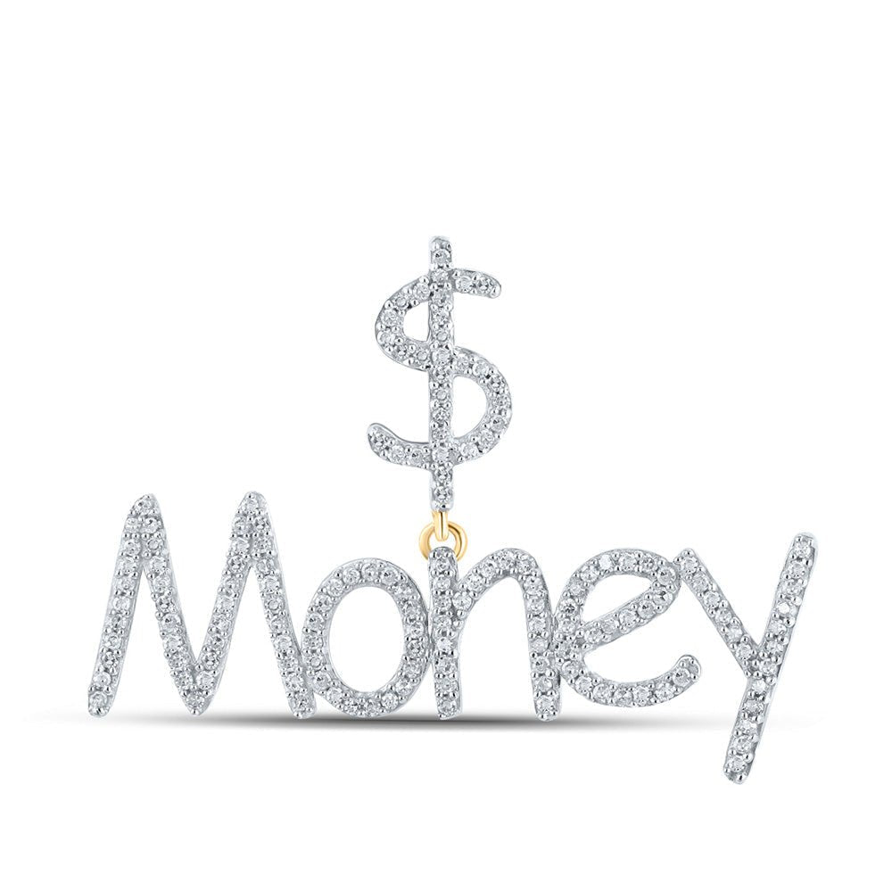 10kt Yellow Gold Men's Round Diamond Dollar Money Charm Pendant 1/2 Cttw | Splendid Jewellery - Splendid Jewellery