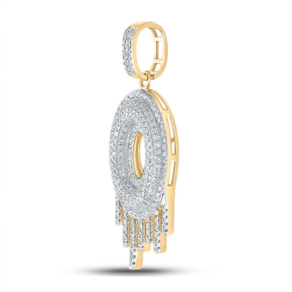 10kt Yellow Gold Men's Round Diamond Dripping O Letter Charm Pendant - 3/4 Cttw | Splendid Jewellery - Splendid Jewellery