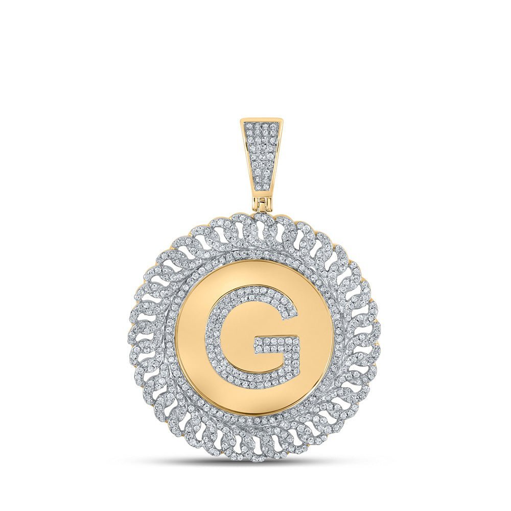 10kt Yellow Gold Men's Round Diamond G Letter Charm Pendant - 1 - 1/4 Cttw | Splendid Jewellery - Splendid Jewellery
