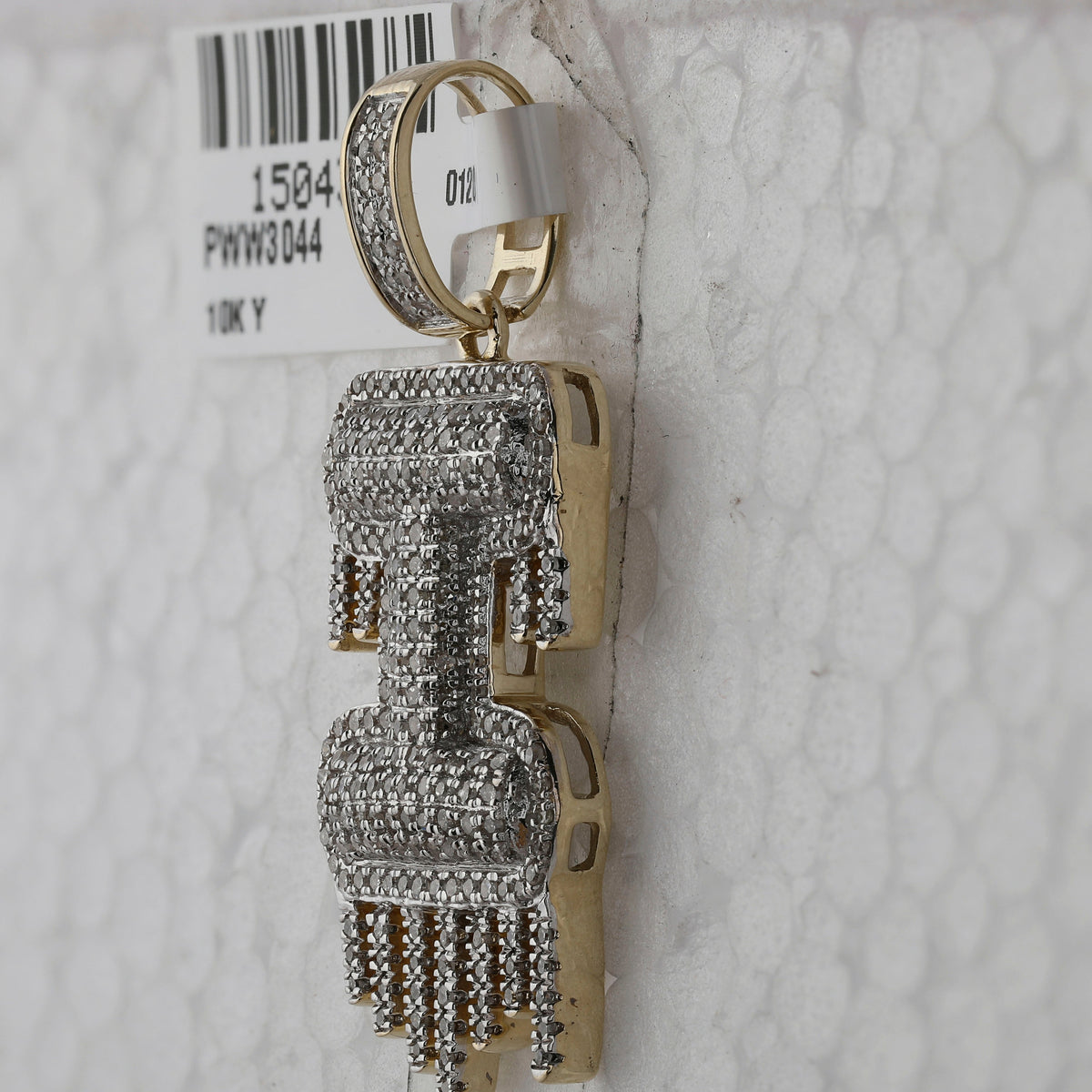 10kt Yellow Gold Men's Round Diamond I Dripping Letter Charm Pendant - 3/4 Cttw | Splendid Jewellery - Splendid Jewellery