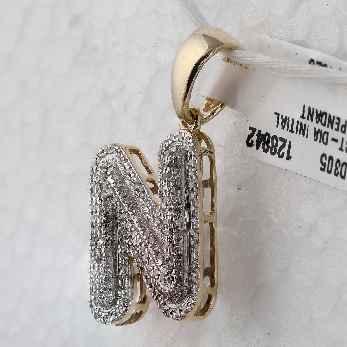 10kt Yellow Gold Men's Round Diamond Initial N Letter Charm Pendant - 1/2 Cttw | Splendid Jewellery - Splendid Jewellery