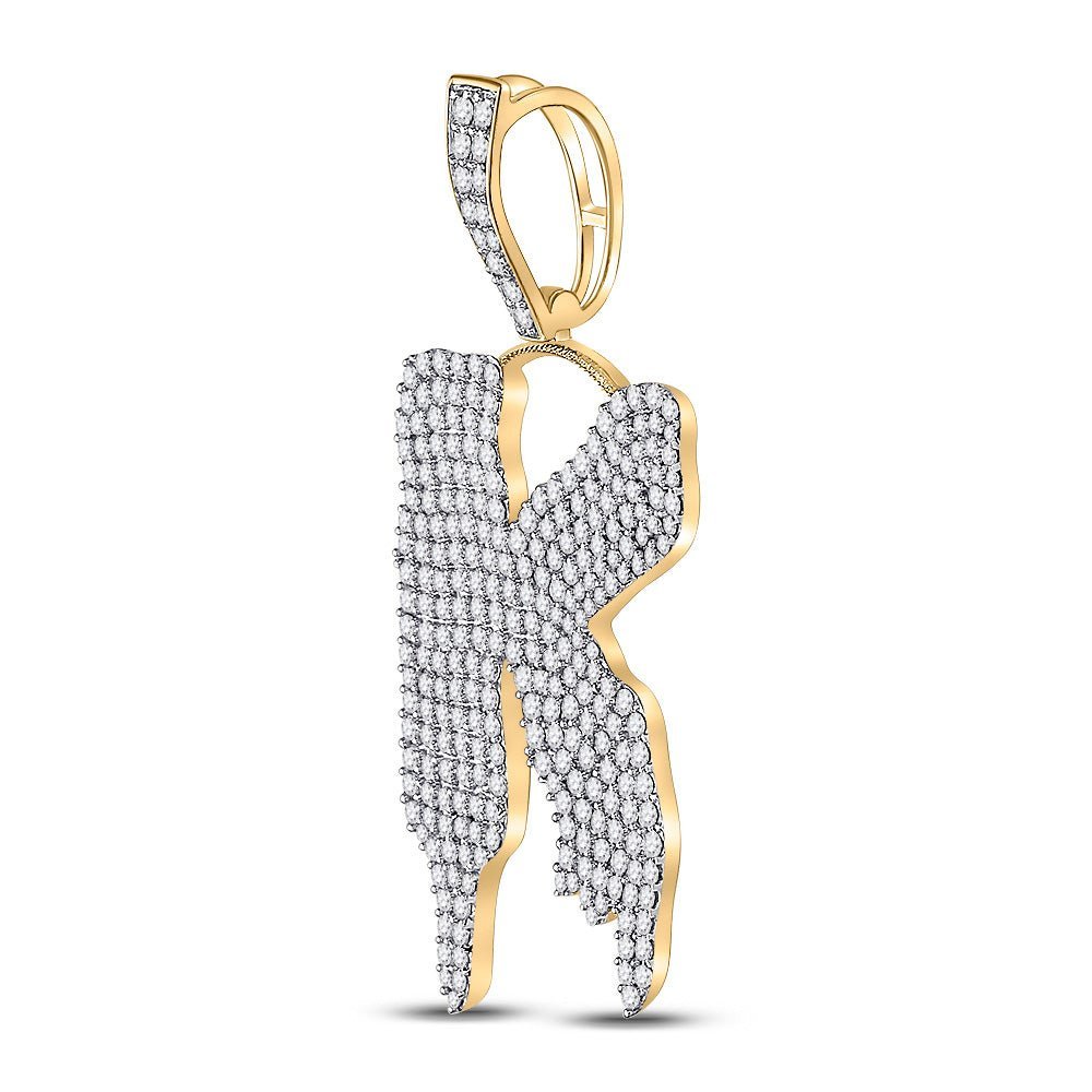 10kt Yellow Gold Men's Round Diamond K Drip Letter Charm Pendant - 2 - 1/2 Cttw | Splendid Jewellery - Splendid Jewellery