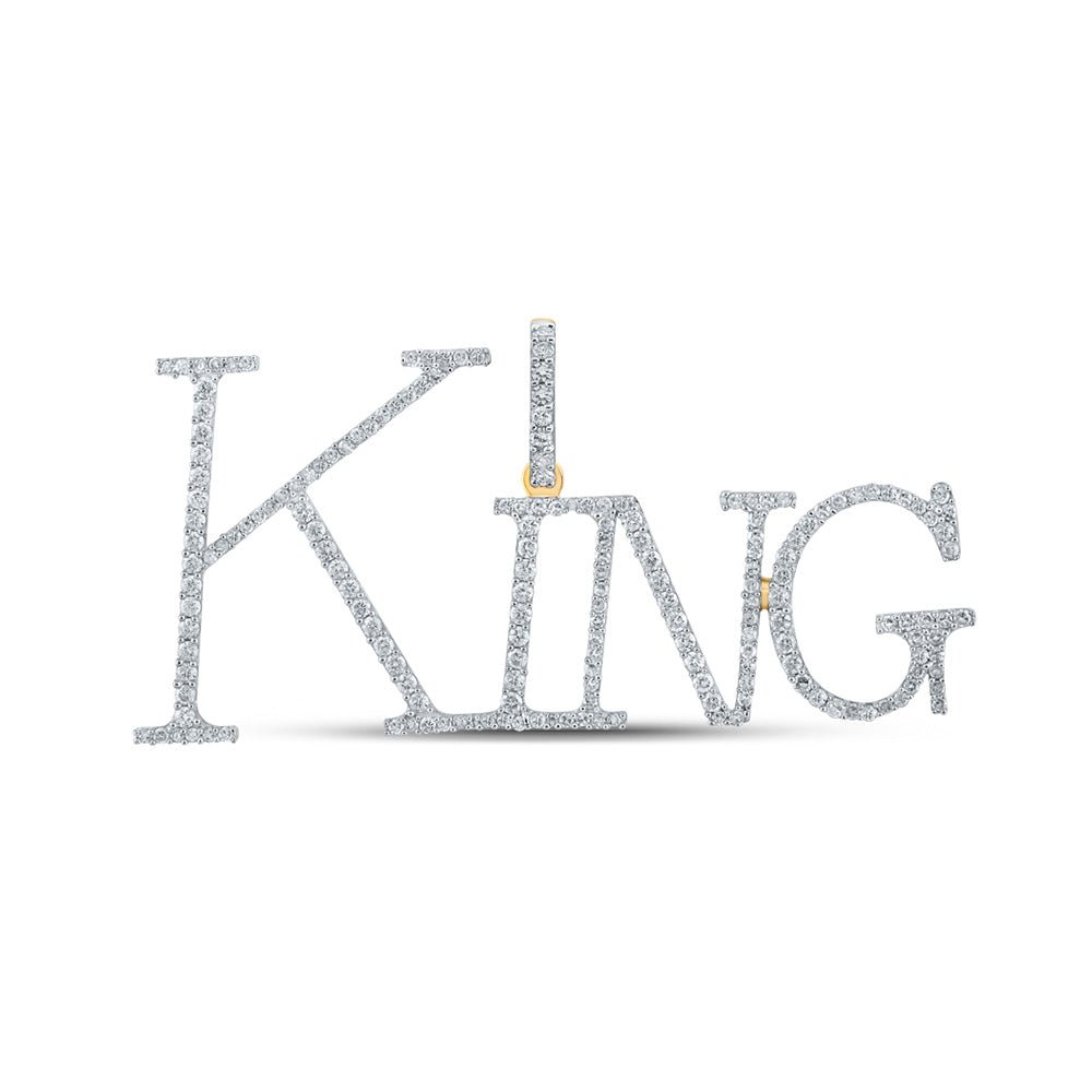 10kt Yellow Gold Men's Round Diamond King Charm Pendant - 1 Cttw | Splendid Jewellery - Splendid Jewellery