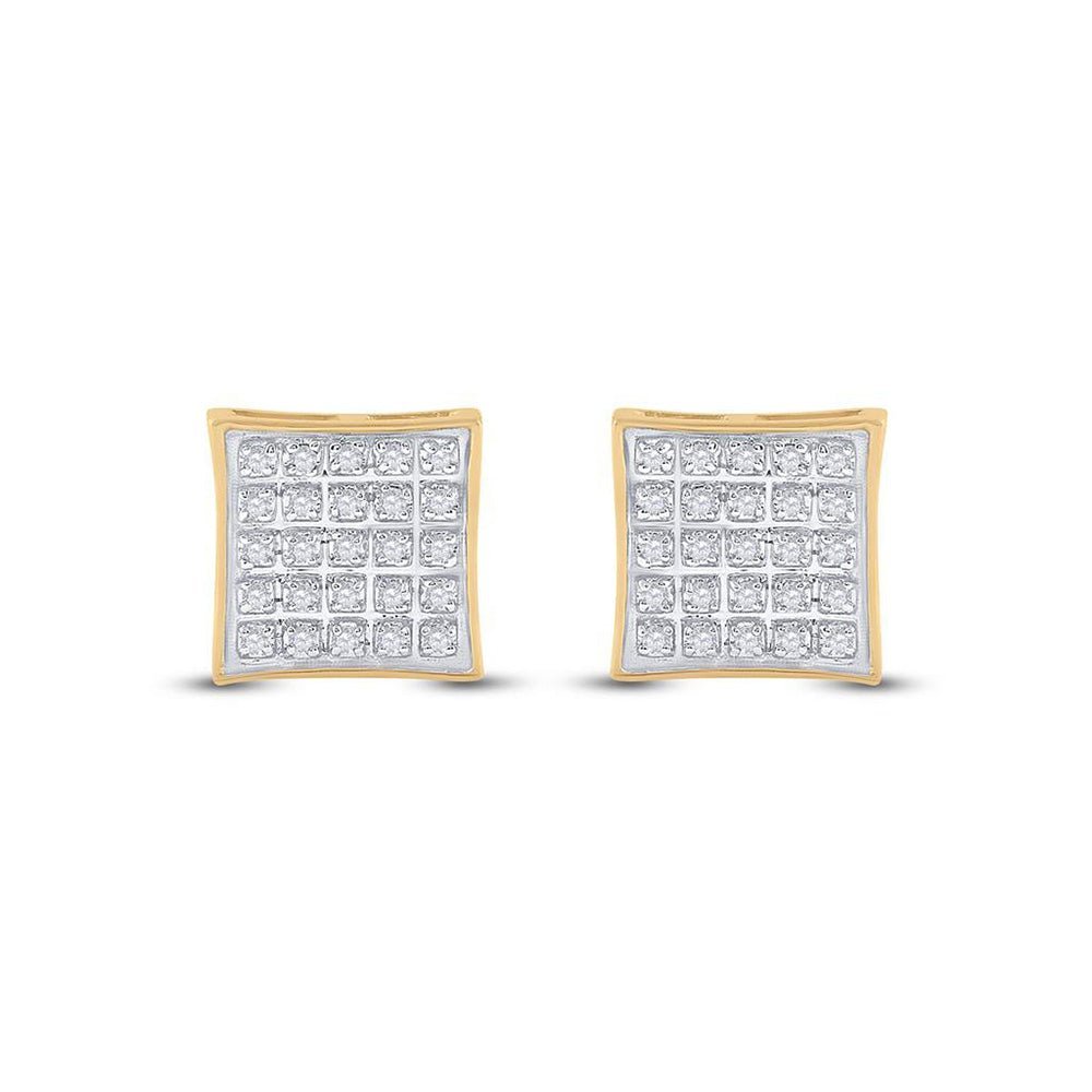 10kt Yellow Gold Men's Round Diamond Kite Square Earrings 1/6 Cttw | Dazzling Geometric Diamond Studs - Splendid Jewellery