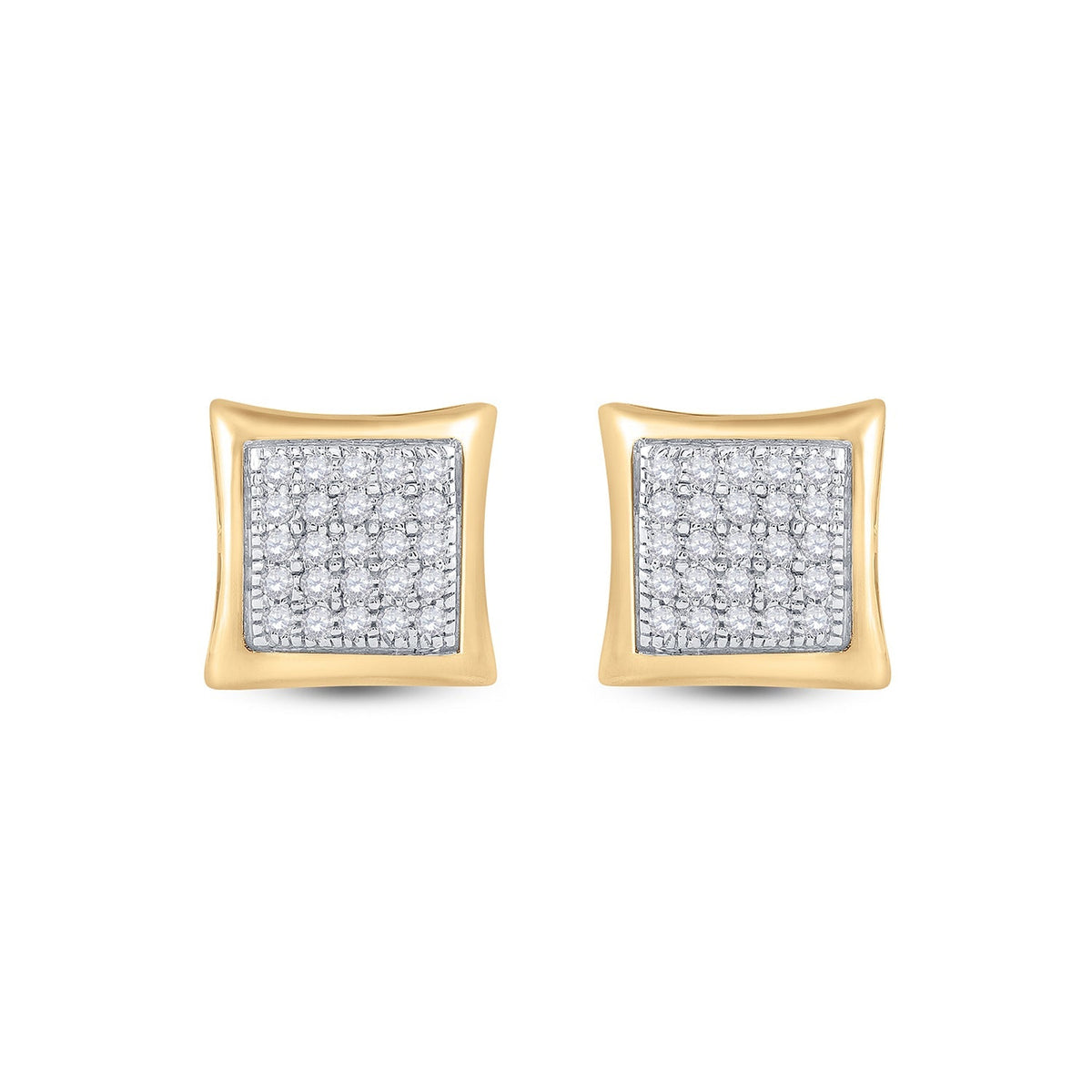 10kt Yellow Gold Men's Round Diamond Kite Square Earrings 1/6 Cttw | Dazzling Golden Diamond Studs for Men - Splendid Jewellery