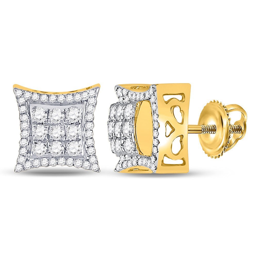 10kt Yellow Gold Men's Round Diamond Kite Square Earrings 5/8 Cttw | Exquisite Diamond Jewelry - Splendid Jewellery