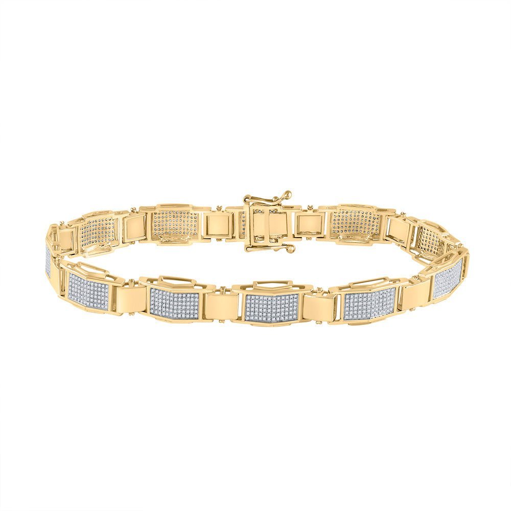 10kt Yellow Gold Men's Round Diamond Link Bracelet - 1.5 Ct.t.w. - Splendid Jewellery