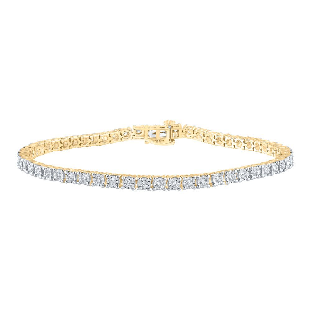 10kt Yellow Gold Men's Round Diamond Link Bracelet - Exquisite Brilliance - Splendid Jewellery
