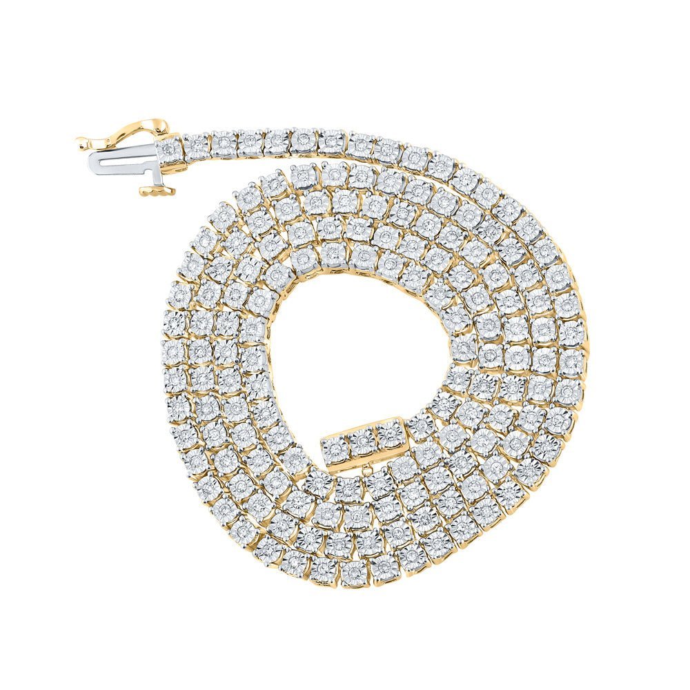 10kt Yellow Gold Men's Round Diamond Link Chain Necklace - 1 Cttw - Splendid Jewellery