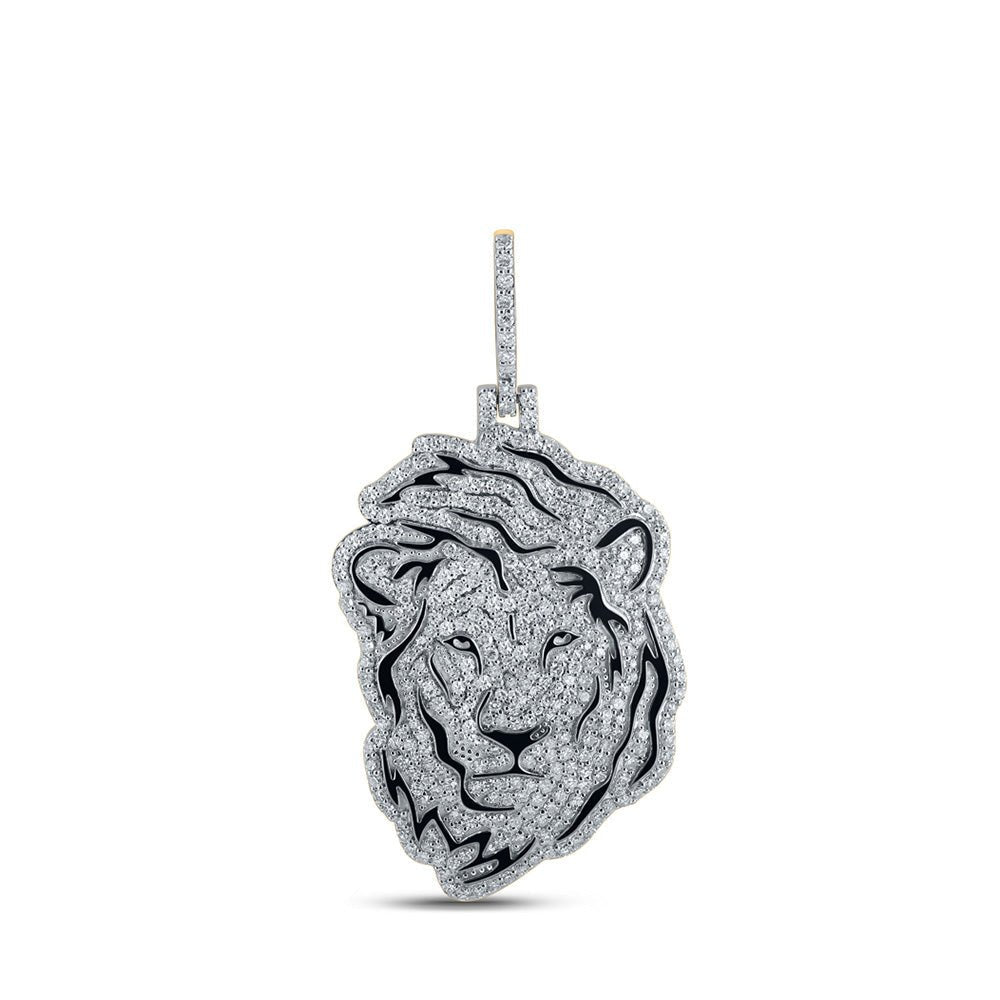10kt Yellow Gold Men's Round Diamond Lion Face Charm Pendant - Majestic Brilliance - Splendid Jewellery