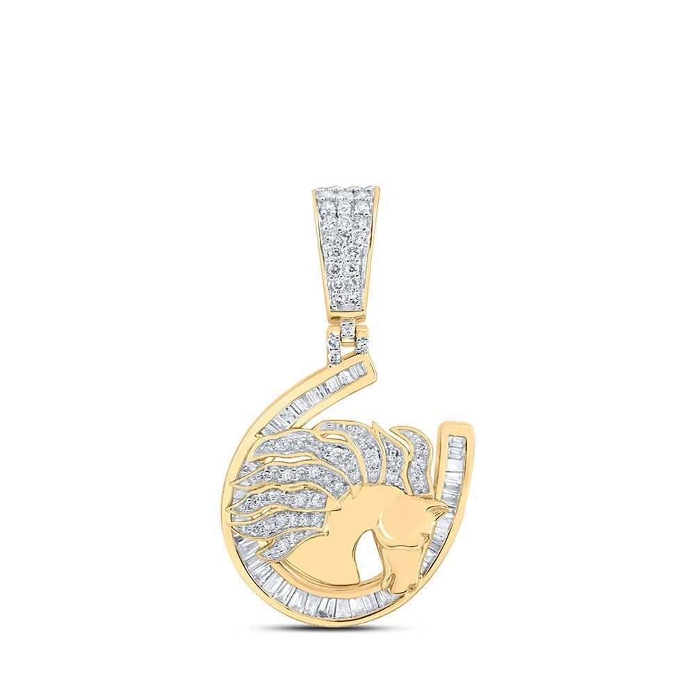 10kt Yellow Gold Men's Round Diamond Lucky Horseshoe Charm Pendant 1 Cttw - A Touch of Elegance - Splendid Jewellery