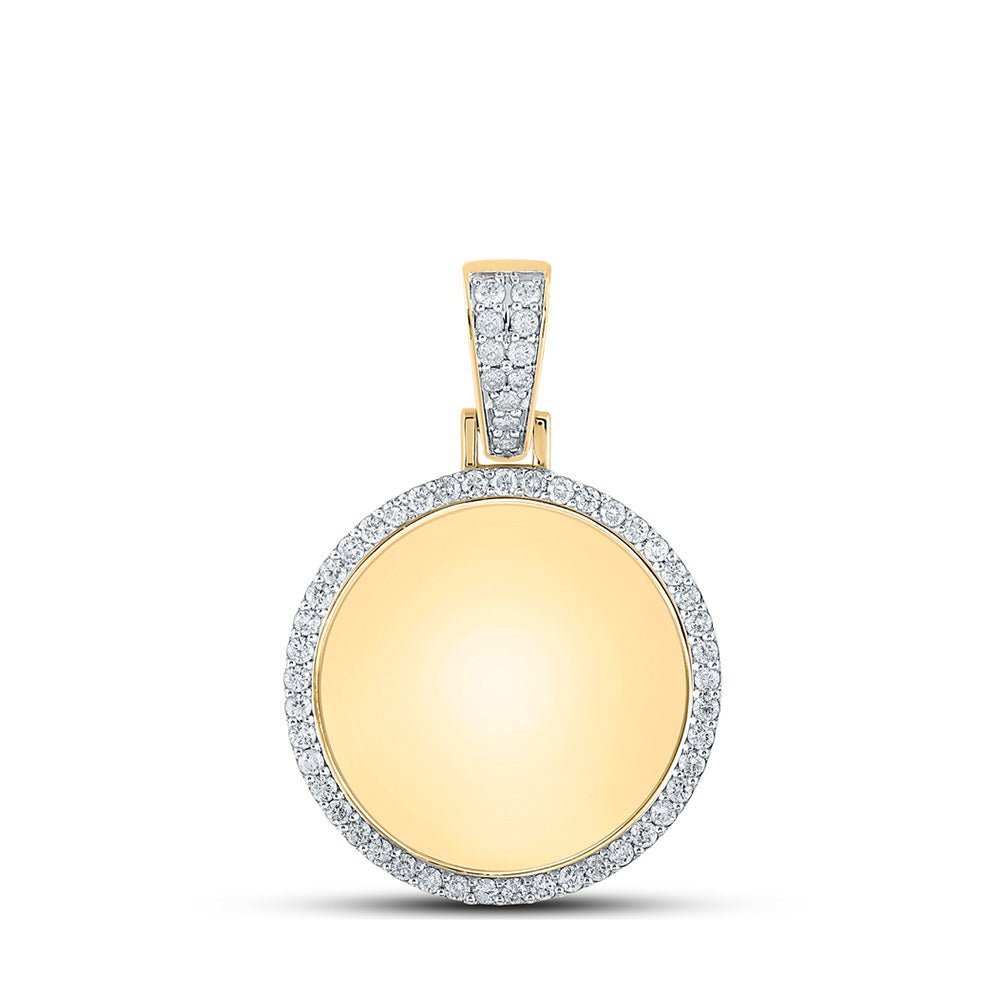10kt Yellow Gold Men's Round Diamond Memory Circle Charm Pendant - 1 - 1/2 Cttw - Splendid Jewellery