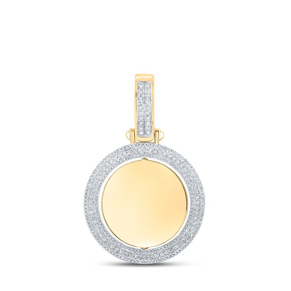 10kt Yellow Gold Men's Round Diamond Memory Circle Charm Pendant - 1 - 1/2 Cttw | Splendid Jewellery - Splendid Jewellery