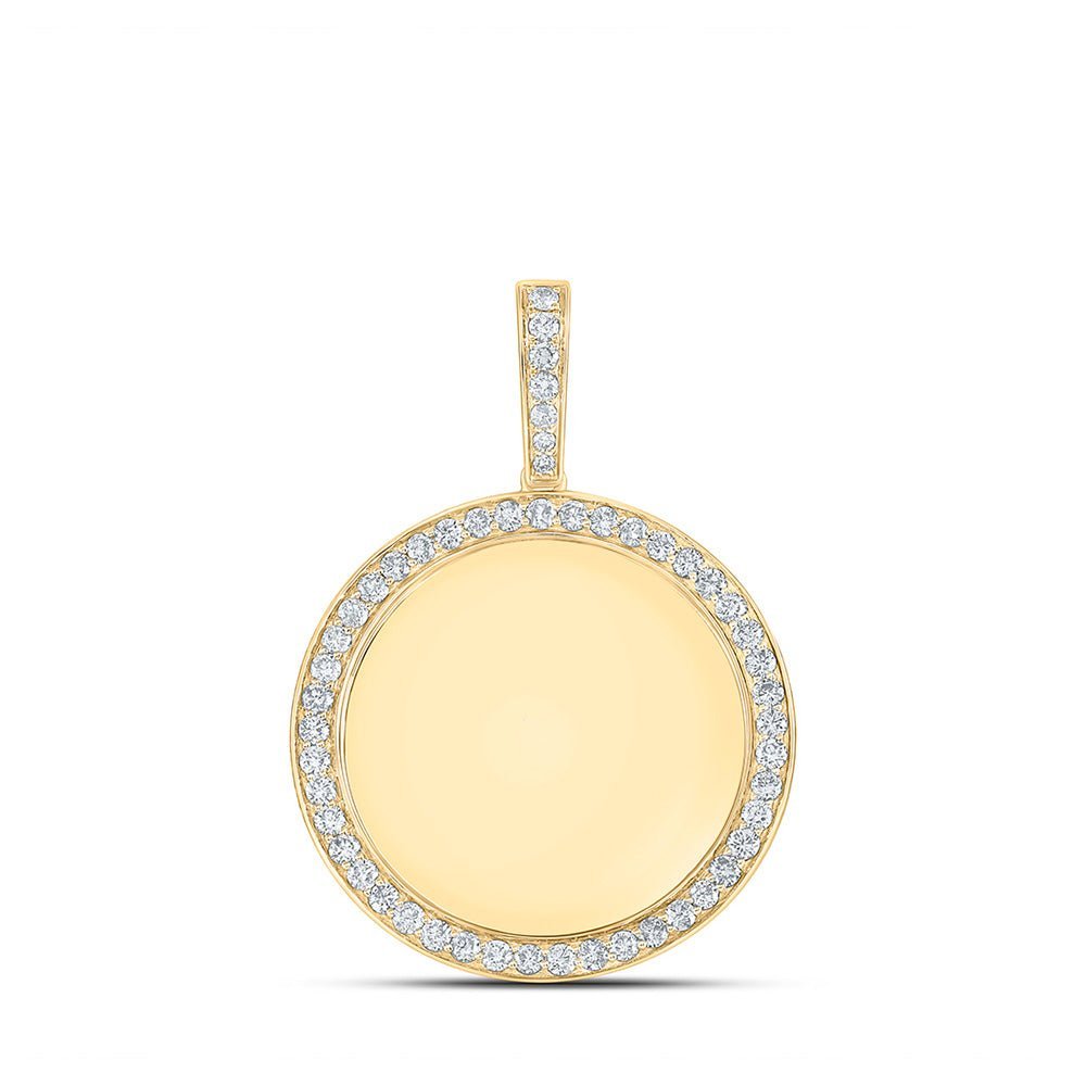10kt Yellow Gold Men's Round Diamond Memory Circle Charm Pendant 1 - 1/4 Cttw | Splendid Jewellery - Splendid Jewellery