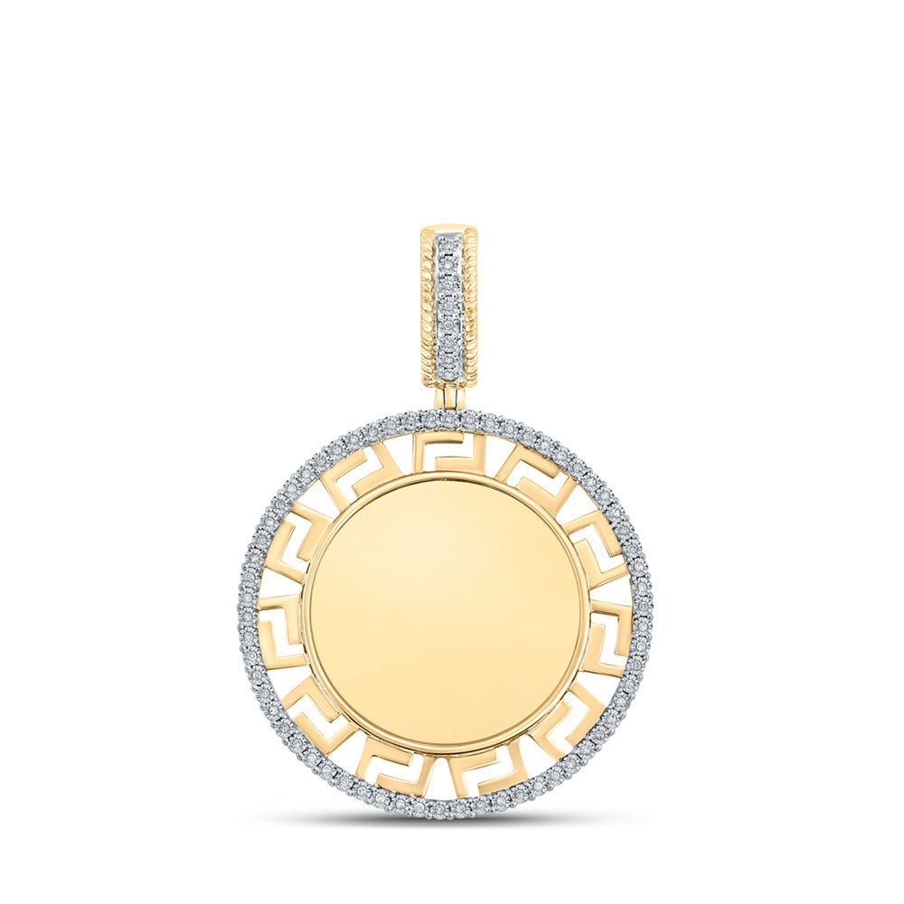 10kt Yellow Gold Men's Round Diamond Memory Circle Charm Pendant 1/5 Cttw - A Dazzling Statement of Style and Elegance - Splendid Jewellery