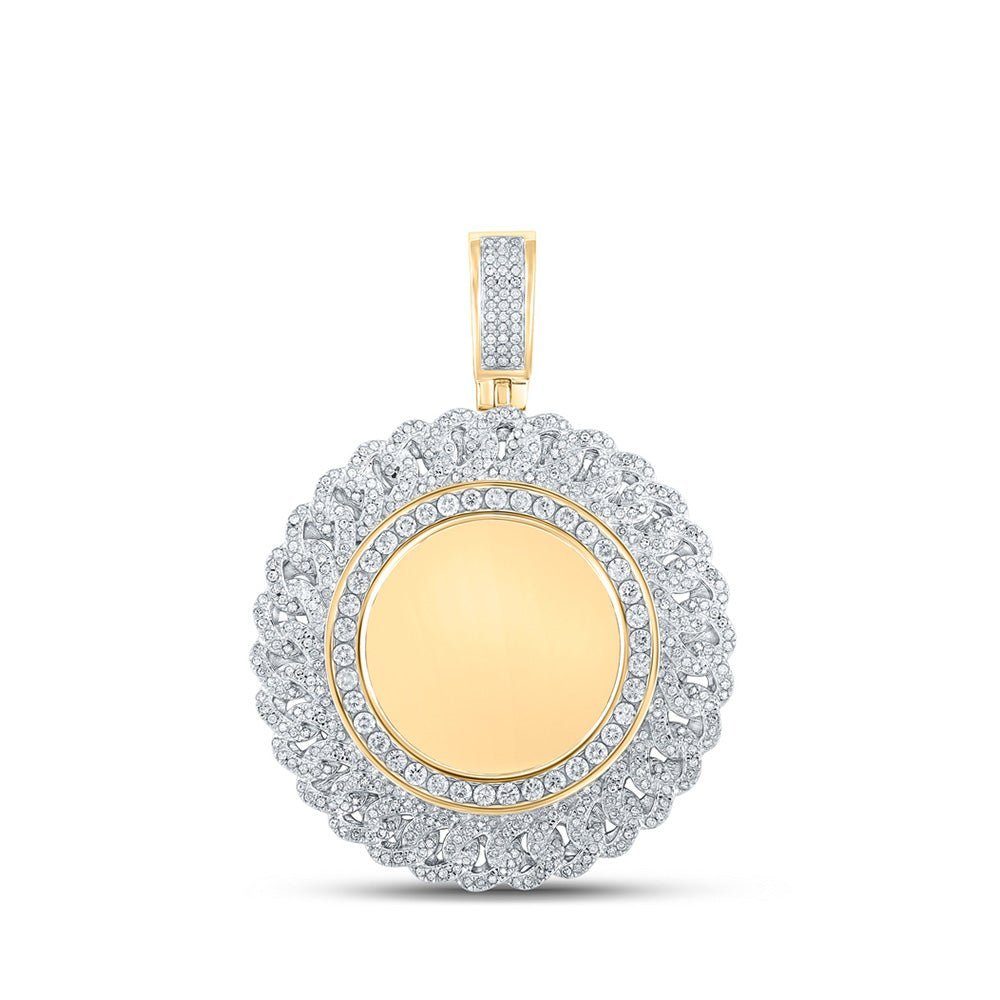 10kt Yellow Gold Men's Round Diamond Memory Circle Charm Pendant - 2 - 1/5 Cttw - Splendid Jewellery