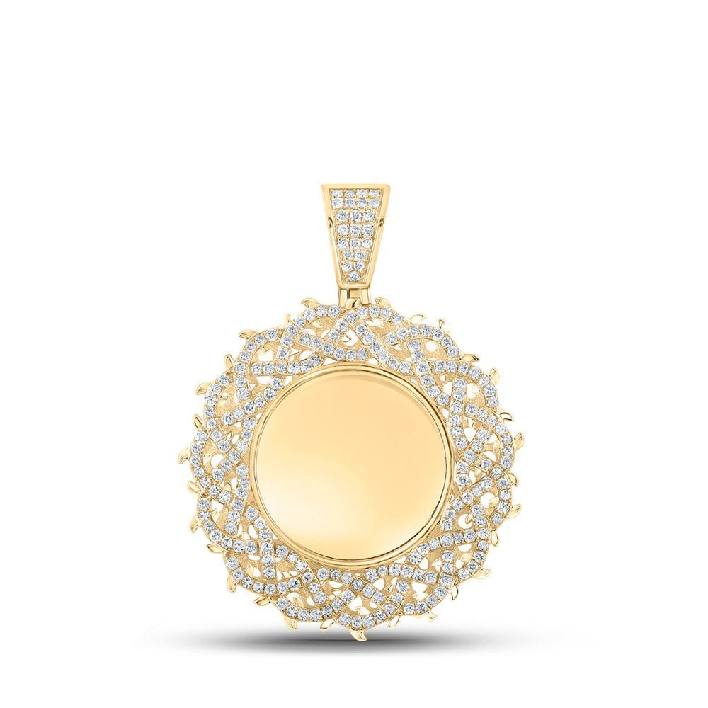 10kt Yellow Gold Men's Round Diamond Memory Circle Charm Pendant - 2 - 3/8 Cttw | Splendid Jewellery - Splendid Jewellery