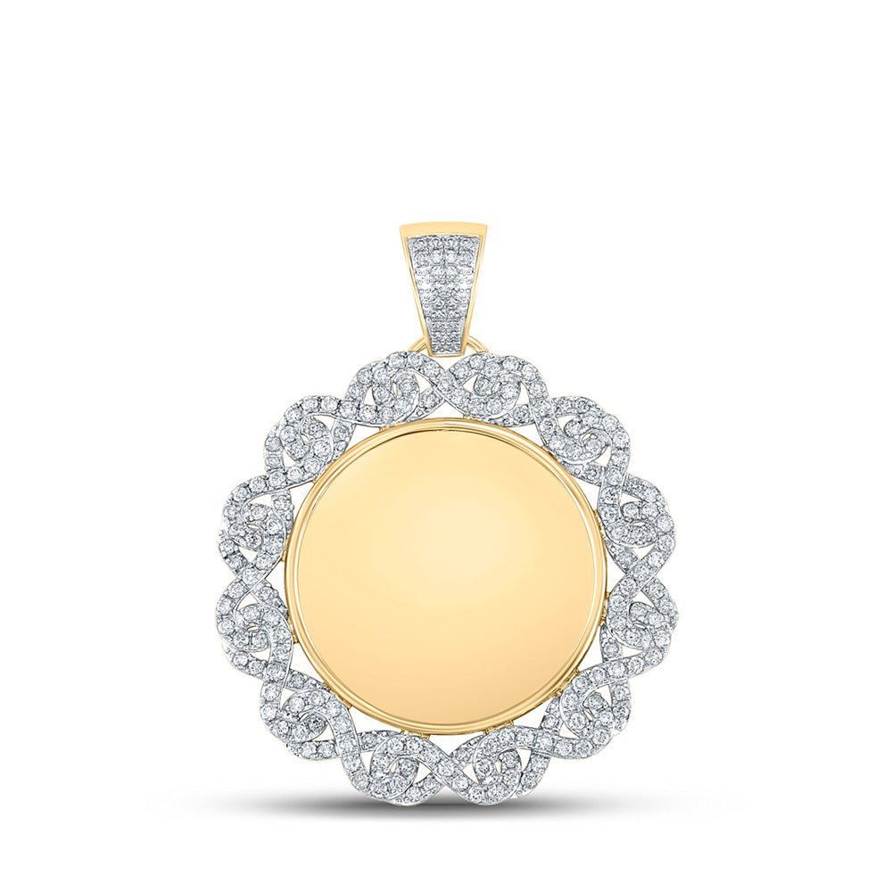 10kt Yellow Gold Men's Round Diamond Memory Circle Charm Pendant - 2 Cttw | Splendid Jewellery - Splendid Jewellery