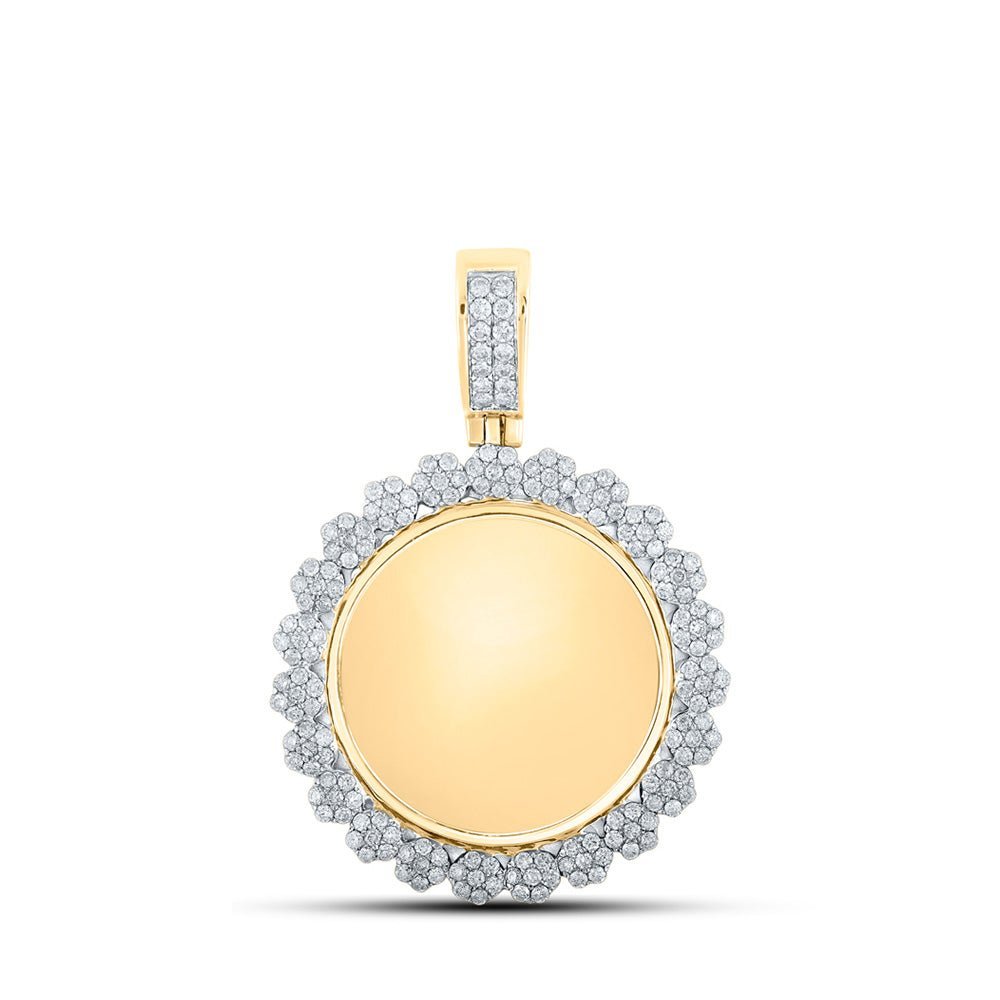 10kt Yellow Gold Men's Round Diamond Memory Circle Charm Pendant - 2 Cttw | Splendid Jewellery - Splendid Jewellery