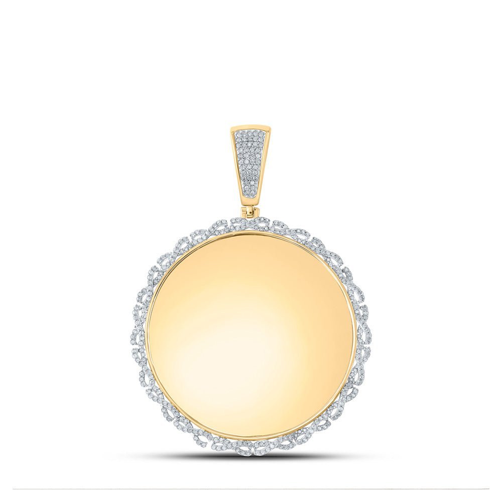 10kt Yellow Gold Men's Round Diamond Memory Circle Charm Pendant 3/4 Cttw - A Timeless Statement of Elegance - Splendid Jewellery