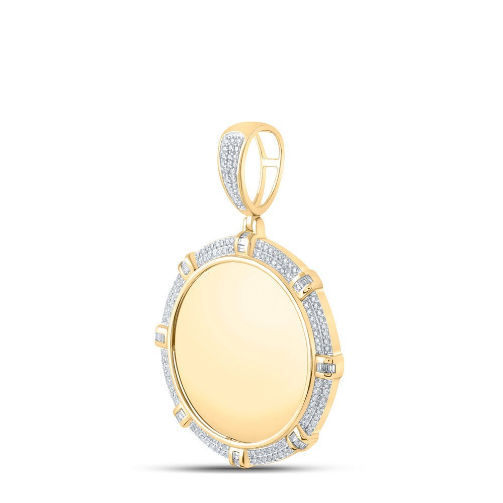 10kt Yellow Gold Men's Round Diamond Memory Circle Charm Pendant - 5/8 Cttw | Splendid Jewellery - Splendid Jewellery