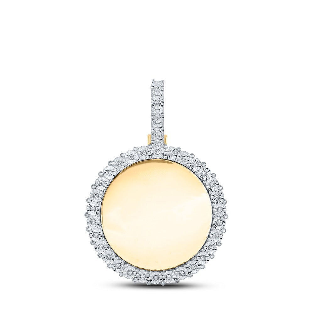 10kt Yellow Gold Men's Round Diamond Memory Circle Charm Pendant - 5/8 Cttw | Splendid Jewellery - Splendid Jewellery