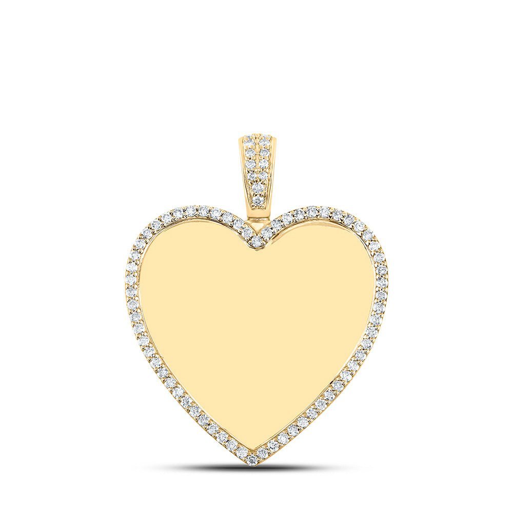 10kt Yellow Gold Men's Round Diamond Memory Heart Charm Pendant - 1 - 1/3 Cttw | Splendid Jewellery - Splendid Jewellery