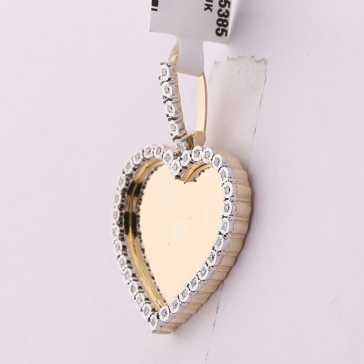10kt Yellow Gold Men's Round Diamond Memory Heart Charm Pendant - 1/10 Cttw | Splendid Jewellery - Splendid Jewellery