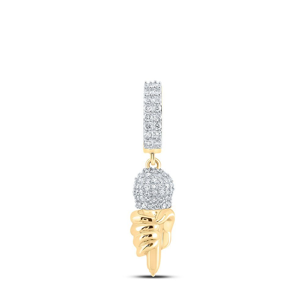 10kt Yellow Gold Men's Round Diamond Microphone Charm Pendant - 3/4 Cttw | Splendid Jewellery - Splendid Jewellery